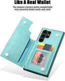 Samsung S24 Ultra Case Card Holder Flower Magnetic Back Flip Case