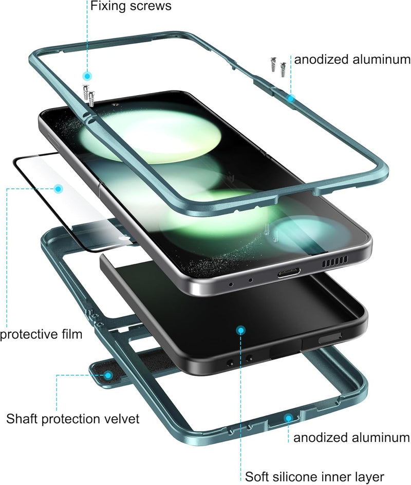 Samsung Z Flip 6 Aluminum Metal Heavy Duty Shockproof Protective Case