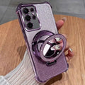 Shockproof Plating Case for Samsung Galaxy S26 S25 Edge Ultra plus Mirror Magnetic Holder Cover