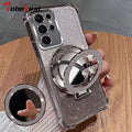Shockproof Plating Case for Samsung Galaxy S26 S25 Edge Ultra plus Mirror Magnetic Holder Cover