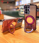 Shockproof Plating Case for Samsung Galaxy S26 S25 Edge Ultra plus Mirror Magnetic Holder Cover