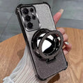 Shockproof Plating Case for Samsung Galaxy S26 S25 Edge Ultra plus Mirror Magnetic Holder Cover