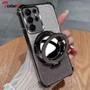 Shockproof Plating Case for Samsung Galaxy S26 S25 Edge Ultra plus Mirror Magnetic Holder Cover