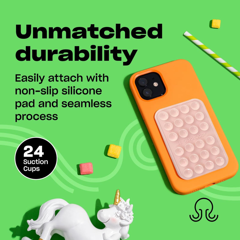 Silicone Suction Phone Case Adhesive Mount - Hands - Free, Strong Grip Holder for Selfies and Videos - Durable, Easy to Use - Iphone and Android Compatible - 2.25″ X 3.25″, Chalk Pink