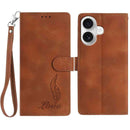 Skin Feel Embossed Feather Leather Phone Case, For iPhone 17 Pro Max