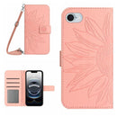 Skin Feel Sun Flower Embossed Flip Leather Phone Case with Lanyard, For iPhone 16e