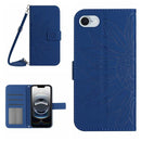 Skin Feel Sun Flower Embossed Flip Leather Phone Case with Lanyard, For iPhone 16e