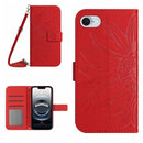 Skin Feel Sun Flower Embossed Flip Leather Phone Case with Lanyard, For iPhone 16e