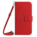 Skin Feel Sun Flower Embossed Flip Leather Phone Case with Lanyard, For iPhone 16e