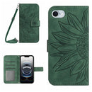 Skin Feel Sun Flower Embossed Flip Leather Phone Case with Lanyard, For iPhone 16e