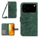 Skin Feel Sun Flower Embossed Flip Leather Phone Case with Lanyard, For iPhone 17 Pro Max