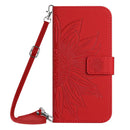 Skin Feel Sun Flower Embossed Flip Leather Phone Case with Lanyard, For iPhone 17 Pro Max