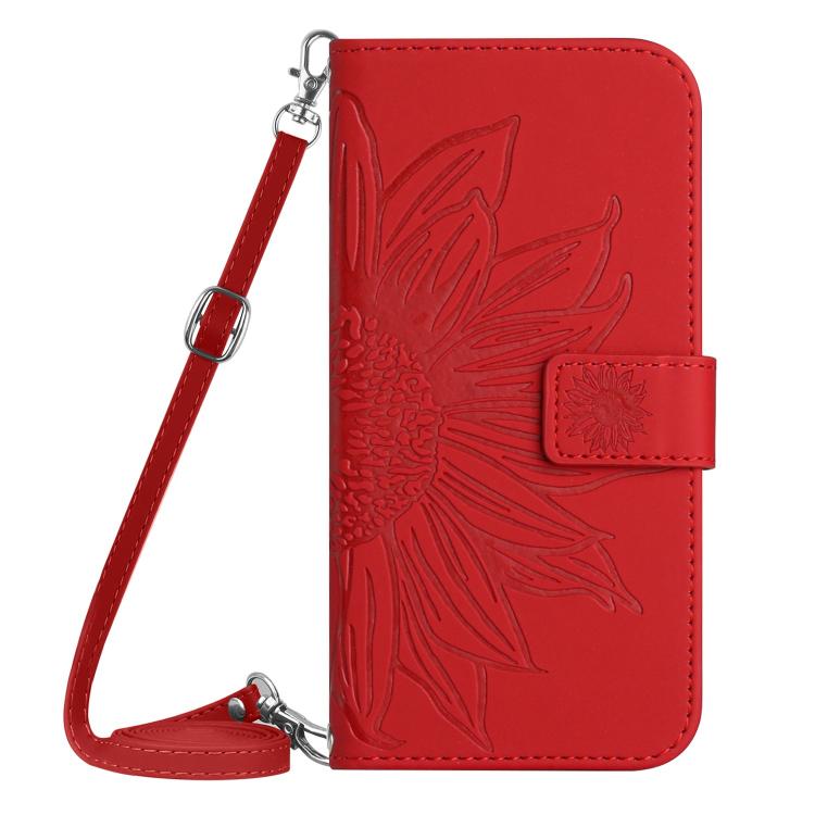 Skin Feel Sun Flower Embossed Flip Leather Phone Case with Lanyard, For iPhone 17 Pro Max, For iPhone 17 Pro, For iPhone 17, For iPhone 17 Air