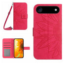 Skin Feel Sun Flower Embossed Flip Leather Phone Case with Lanyard, For iPhone 17 Pro Max