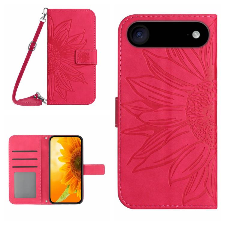 Skin Feel Sun Flower Embossed Flip Leather Phone Case with Lanyard, For iPhone 17 Pro Max, For iPhone 17 Pro, For iPhone 17, For iPhone 17 Air