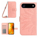Skin Feel Sun Flower Embossed Flip Leather Phone Case with Lanyard, For iPhone 17 Pro Max