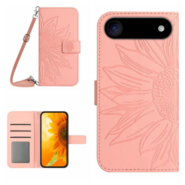 Skin Feel Sun Flower Embossed Flip Leather Phone Case with Lanyard, For iPhone 17 Pro Max, For iPhone 17 Pro, For iPhone 17, For iPhone 17 Air