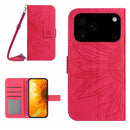 Skin Feel Sun Flower Embossed Flip Leather Phone Case with Lanyard, For iPhone 17 Pro Max