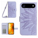 Skin Feel Sun Flower Embossed Flip Leather Phone Case with Lanyard, For iPhone 17 Pro Max
