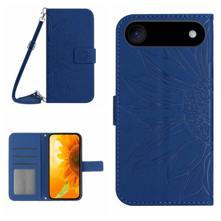 Skin Feel Sun Flower Embossed Flip Leather Phone Case with Lanyard, For iPhone 17 Pro Max, For iPhone 17 Pro, For iPhone 17, For iPhone 17 Air
