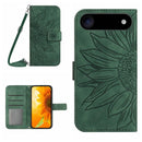 Skin Feel Sun Flower Embossed Flip Leather Phone Case with Lanyard, For iPhone 17 Pro Max