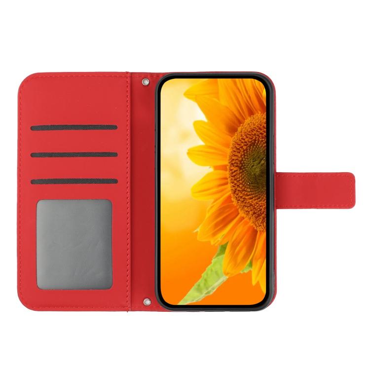 Skin Feel Sun Flower Embossed Flip Leather Phone Case with Lanyard, For iPhone 17 Pro Max, For iPhone 17 Pro, For iPhone 17, For iPhone 17 Air