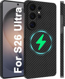 Slim Carbon Fiber Case for Samsung Galaxy S26 Ultra 2026, Paper Thin 1500D Aramid Fiber S26Ultra Cover Compatible with MagSafe, Matte Black Gray Twill [NOT Printed]