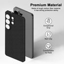 Slim Carbon Fiber Case for Samsung Galaxy S26 Ultra 2026, Paper Thin 1500D Aramid Fiber S26Ultra Cover Compatible with MagSafe, Matte Black Gray Twill [NOT Printed]