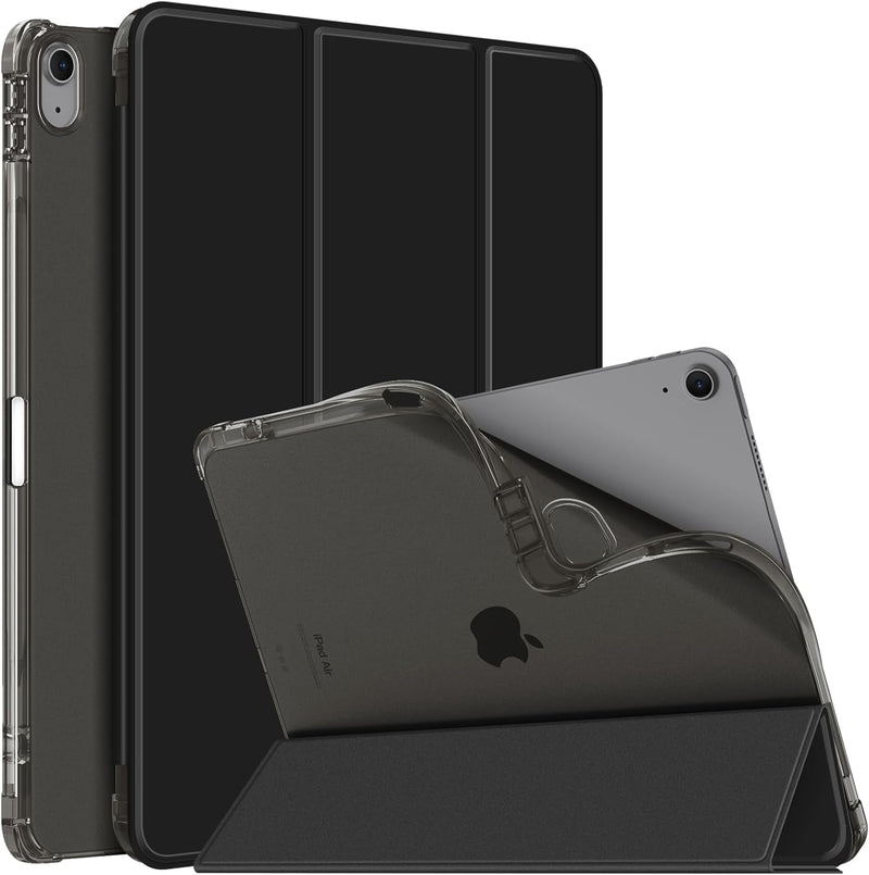 Slimshell Case for Ipad Air 13 - Inch (M3) 2025, (M2) 2024 - Lightweight Soft TPU Protective Stand Back Case with Pencil Holder, Translucent Frosted Cover, Auto Wake/Sleep, Black