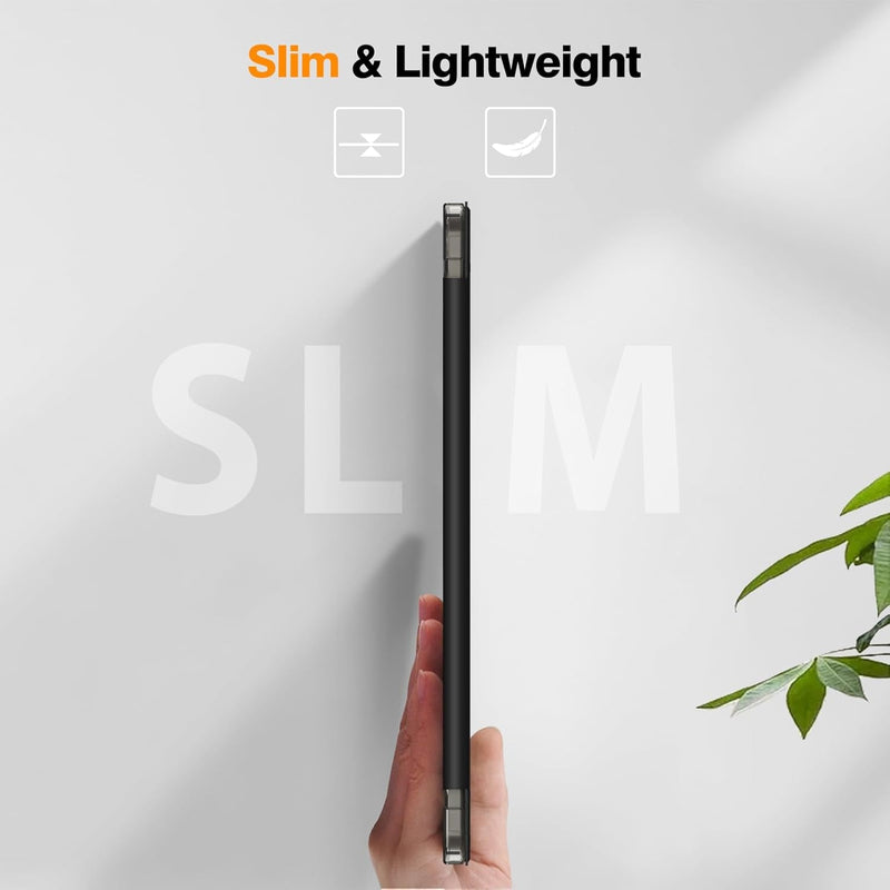 Slimshell Case for Ipad Air 13 - Inch (M3) 2025, (M2) 2024 - Lightweight Soft TPU Protective Stand Back Case with Pencil Holder, Translucent Frosted Cover, Auto Wake/Sleep, Black
