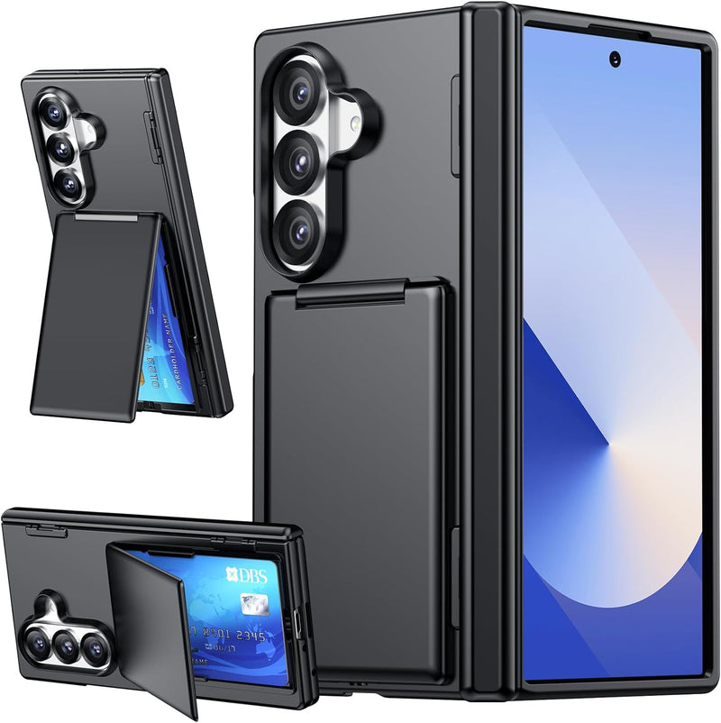 SPIDERCASE Only for Samsung Galaxy Z Fold 7 Case, with Card Holder(2 Cards)[Kickstand] [Hinge Protection] Military Grade Drop Protection, Case Only for Samsung Galaxy Z Fold 7, Black