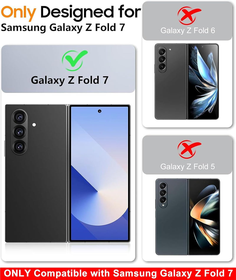 SPIDERCASE Only for Samsung Galaxy Z Fold 7 Case, with Card Holder(2 Cards)[Kickstand] [Hinge Protection] Military Grade Drop Protection, Case Only for Samsung Galaxy Z Fold 7, Black