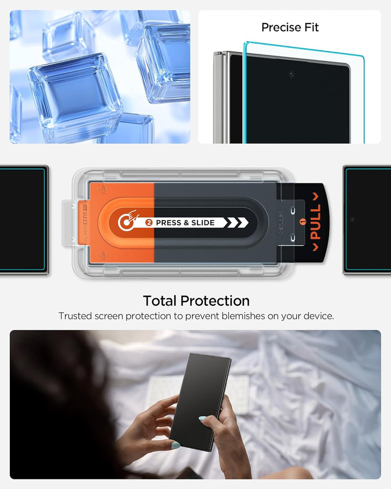Spigen Tempered Glass Screen Protector [GlasTR EZ FIT Pro] designed for Galaxy Z Fold 7 [Case Friendly] - 2 Pack