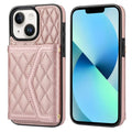 Splicing Rhombic Texture Card Bag Phone Case with Long Lanyard