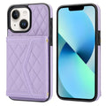 Splicing Rhombic Texture Card Bag Phone Case with Long Lanyard
