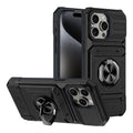 TPU+PC Shockproof Card Phone Case with Metal Ring Holder