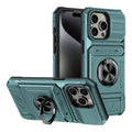 TPU+PC Shockproof Card Phone Case with Metal Ring Holder