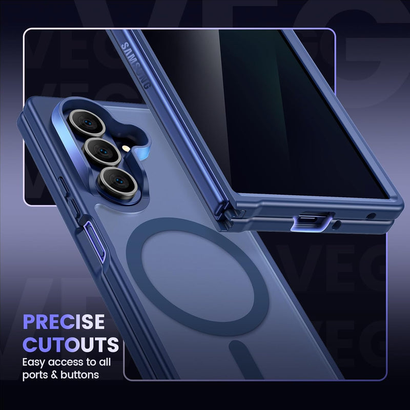 VEGO for Z - Fold - 7 - Case: Galaxy Fold 7 Case with Screen Protecor [Compatible with MagSafe] Full - Body Protection Magnetic Rugged Privacy Cover Shockproof Protective Phone Case for Samsung Z Fold 7 - Blue