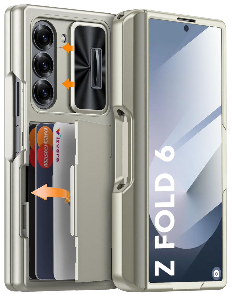Vizvera for Samsung Galaxy Z Fold 7 Case RFID Wallet with Cards Holder [Hinge Cover] [Camera Cover] Shockproof Silicone Protective Phone Case for Z Fold 7 2025 - Lake Blue
