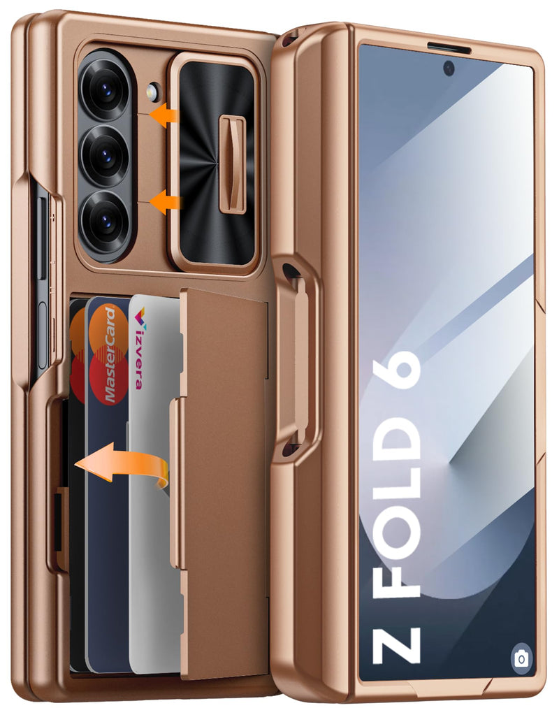 Vizvera for Samsung Galaxy Z Fold 7 Case RFID Wallet with Cards Holder [Hinge Cover] [Camera Cover] Shockproof Silicone Protective Phone Case for Z Fold 7 2025 - Lake Blue