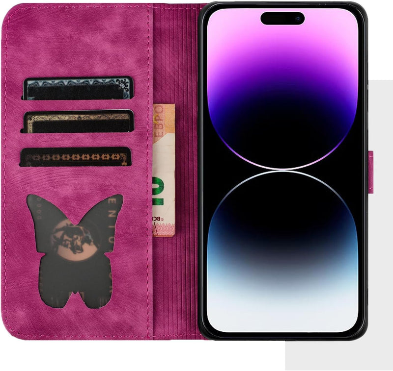 Wallet Case Compatible with iPhone 16 Pro Max Cat Butterfly Phone Cover - Gorilla Cases