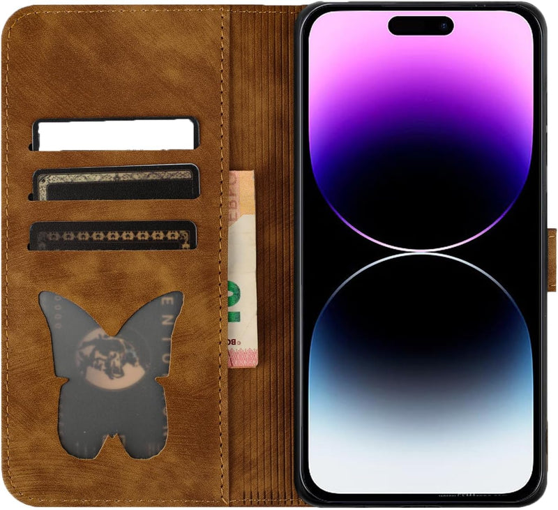 Wallet Case Compatible with iPhone 16 Pro Max Cat Butterfly Phone Cover - Gorilla Cases