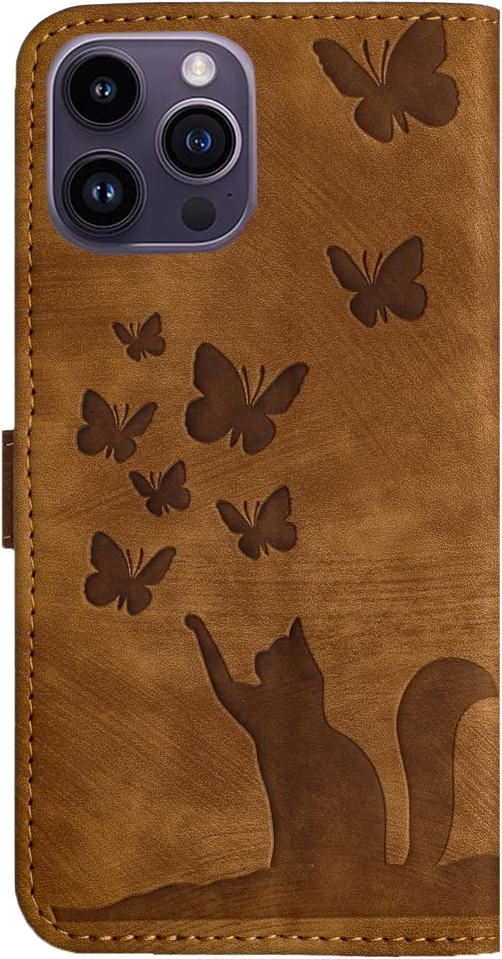 Wallet Case Compatible with iPhone 16 Pro Max Cat Butterfly Phone Cover - Gorilla Cases