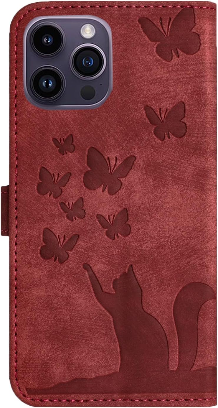 Wallet Case Compatible with iPhone 16 Pro Max Cat Butterfly Phone Cover - Gorilla Cases