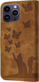 Wallet Case Compatible with iPhone 16 Pro Max Cat Butterfly Phone Cover - Gorilla Cases