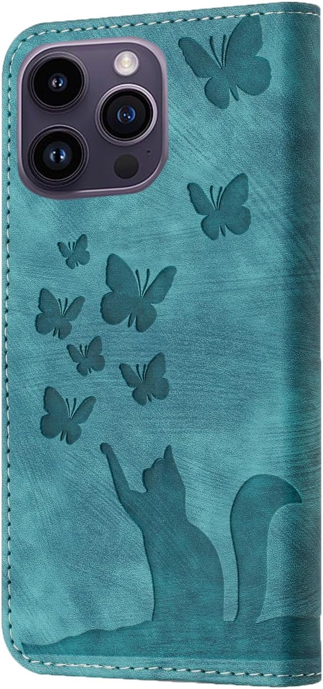 Wallet Case Compatible with iPhone 16 Pro Max Cat Butterfly Phone Cover - Gorilla Cases