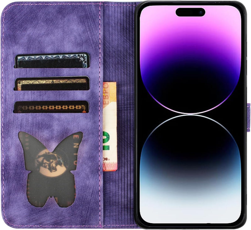 Wallet Case Compatible with iPhone 16 Pro Max Cat Butterfly Phone Cover - Gorilla Cases