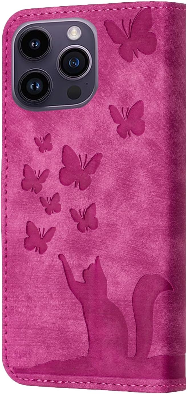 Wallet Case Compatible with iPhone 16 Pro Max Cat Butterfly Phone Cover - Gorilla Cases