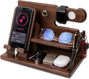 Wood Phone Docking Station for Men - Desk or Nightstand Organizer