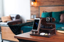 Wood Phone Docking Station for Men - Desk or Nightstand Organizer